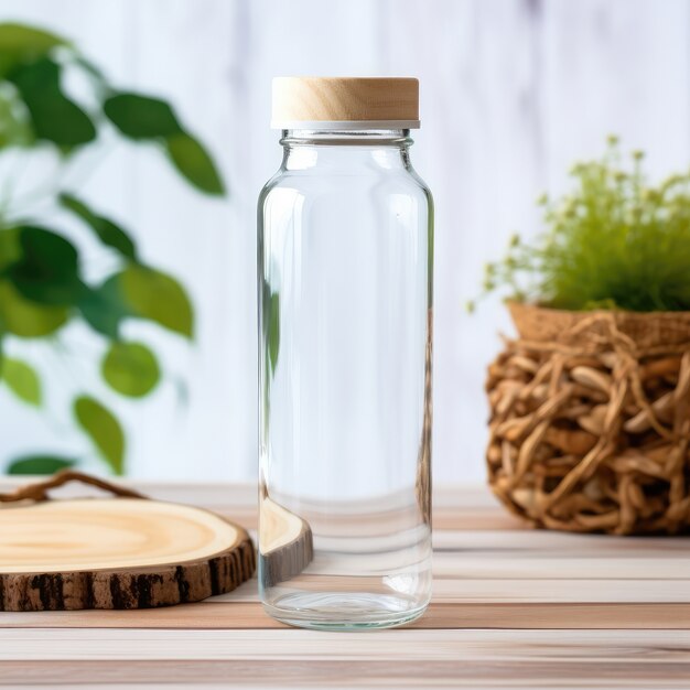 Transparent water bottle indoors