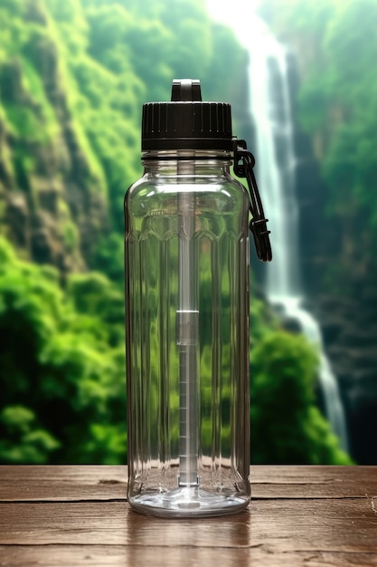 Free Photo transparent water bottle outdoors