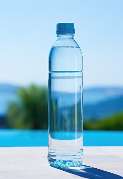 Free photo transparent water bottle outdoors