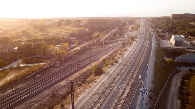 Transport concept with railways aerial view