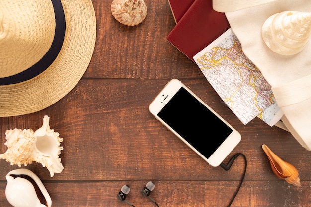 Travel accessories for a summer vacation