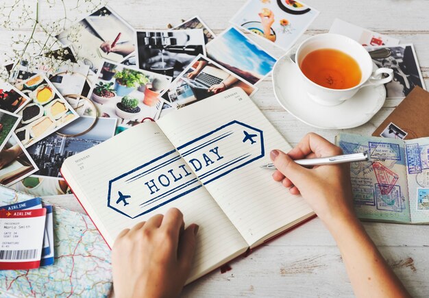 Travel Adventure Holiday Stamp Concept