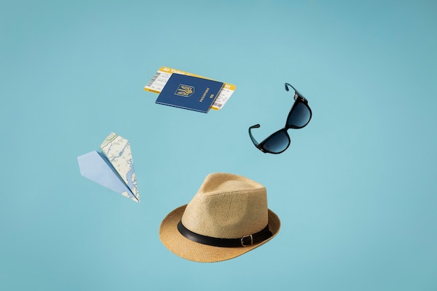 Free photo travel concept with passport and items