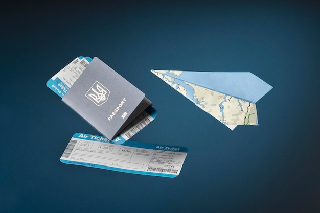 Travel concept with passport and tickets