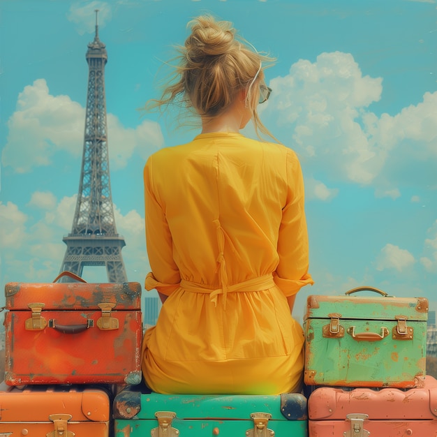 Travel scene with pastel colors and dreamy atmosphere