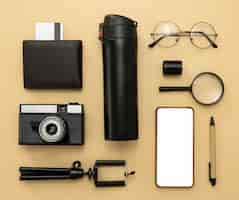 Free photo travel still life pack  top view