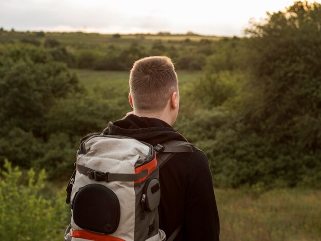 Traveler with backpack