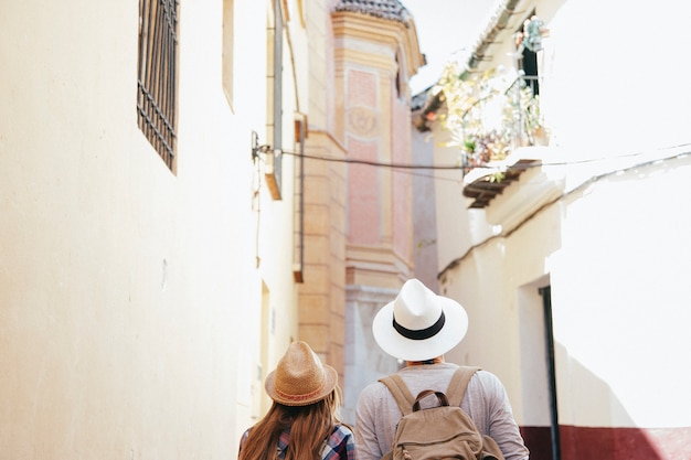 Travelers in the old town