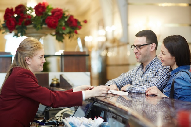 Travelers on reception