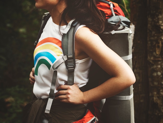 Free photo trekking in a forest