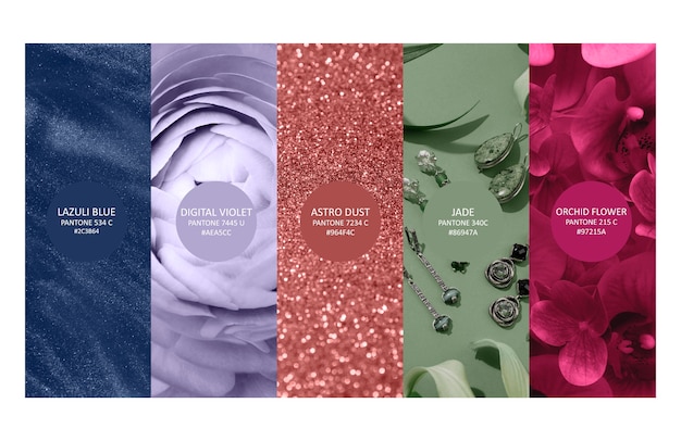 Free photo trendy color swatches with different elements