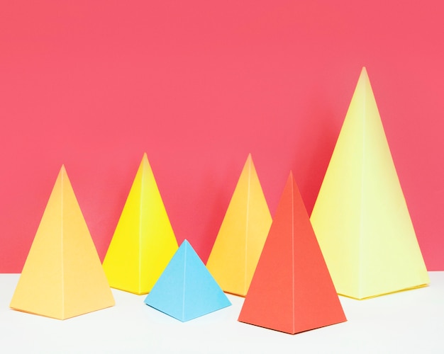 Triangle geometric paper shape pack on desk