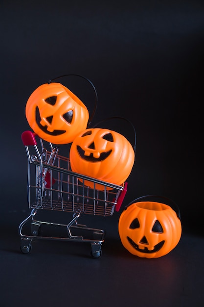 Free photo trick or treat buckets in trolley