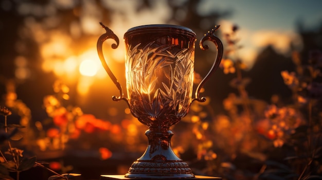 Free photo trophy stands as a symbol of triumph and achievement