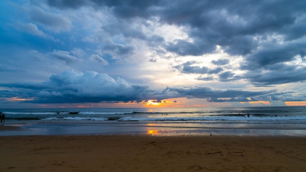 tropical beach with cloudy