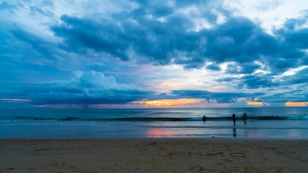 tropical beach with cloudy