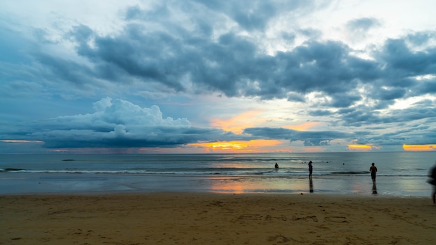 tropical beach with cloudy