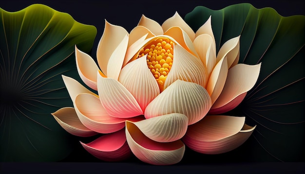 Free photo tropical flower blossom in ornate lotus pond generated by ai