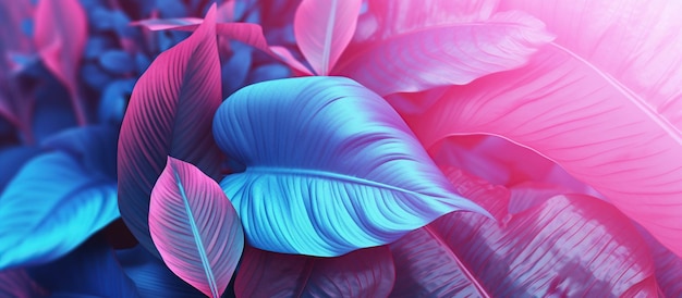 Tropical leaves in bright AI generated image