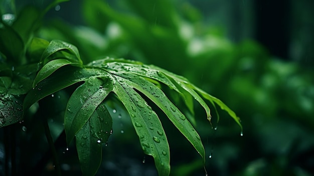 Free Photo tropical leaves in the rain