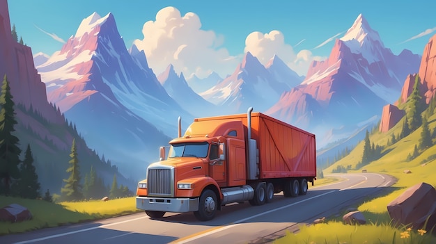 Free photo truck digital art illustration