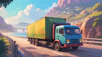 Free photo truck digital art illustration