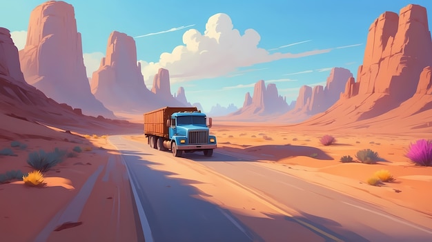 Free photo truck digital art illustration