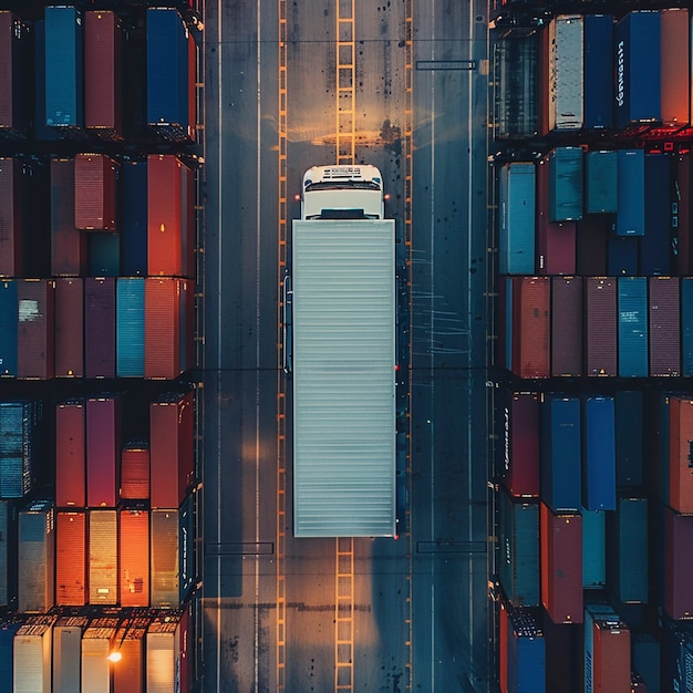 Free Photo truck and logistics operation at dusk