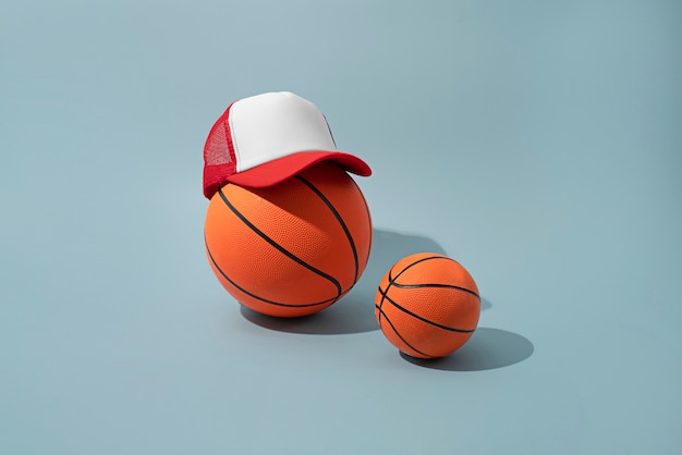 Trucker hat with basketball