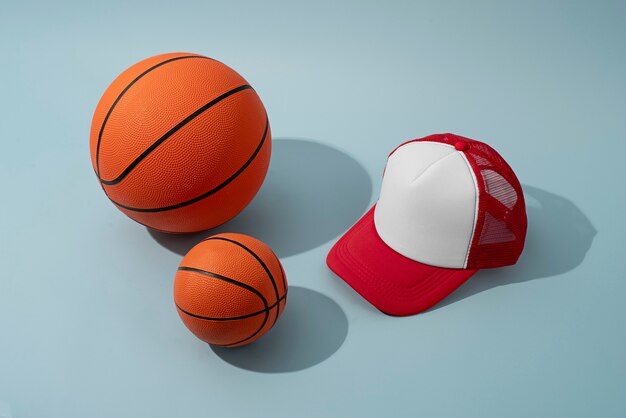 Trucker hat with basketball