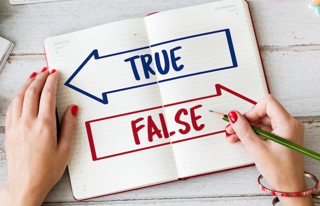 Free photo true false choice decision word