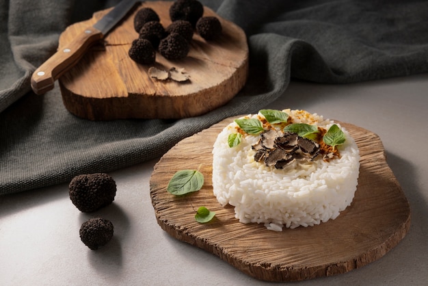 Truffle recipe with rice high angle