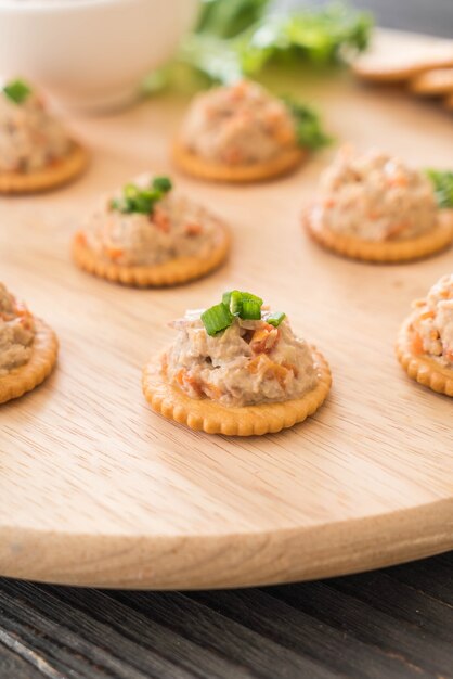 tuna spread with cracker