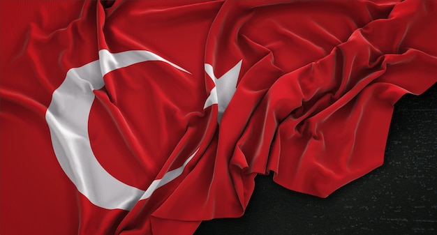 Free Photo turkey flag wrinkled on dark background 3d render