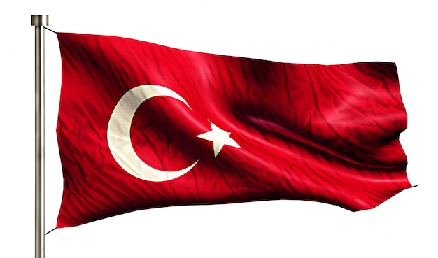 Free Photo turkey national flag isolated 3d white background