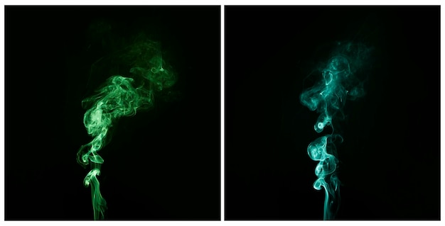 Free photo turquoise and green smoke overlay on black background