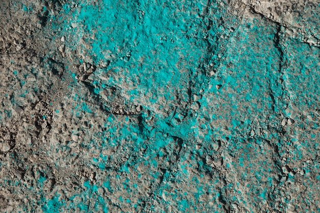 Turquoise holi color powder on ground