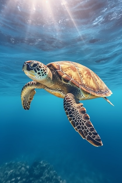 Free photo turtles swimming in ocean