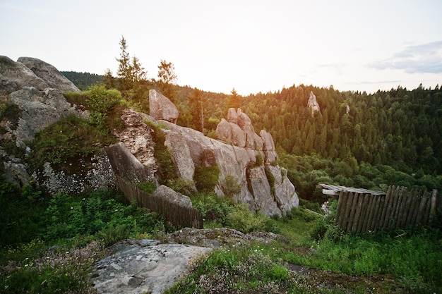 Free Photo tustan fortress ruins of rocks at carpathian ukraine