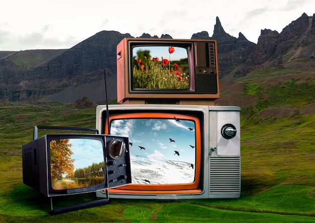 Free photo tv in nature concept