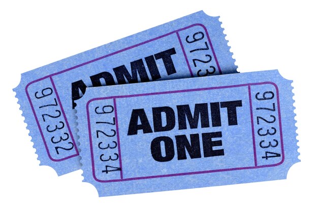 Two blue admission tickets