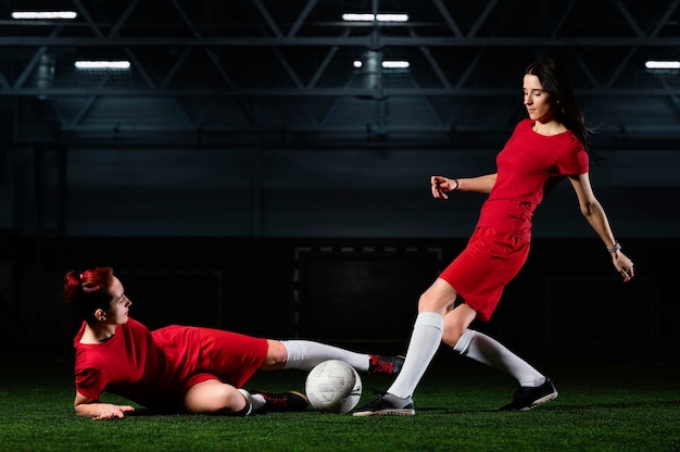 Two female football players