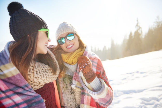 Two friends on the snow