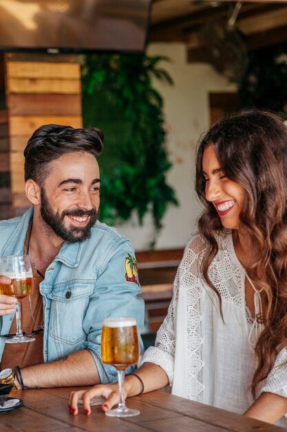 Two friends with beer