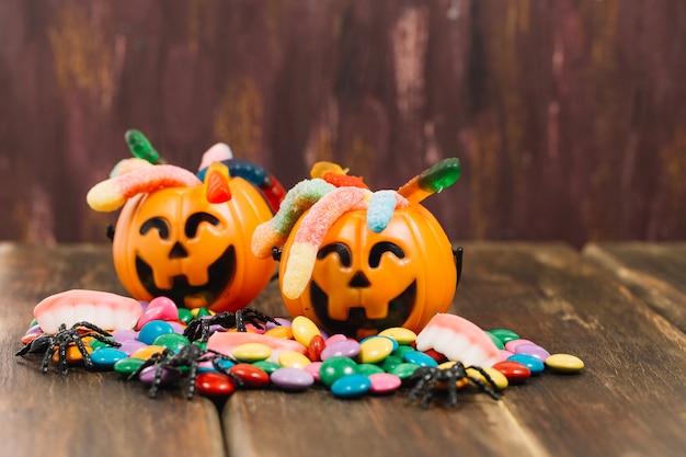 Two funny pumpkin baskets