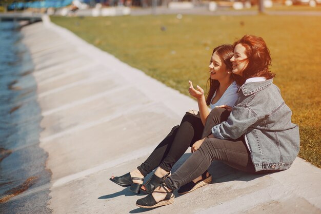 two girls talking