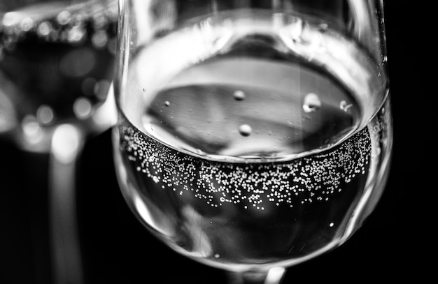 Two glasses of sparkling wine macro photography