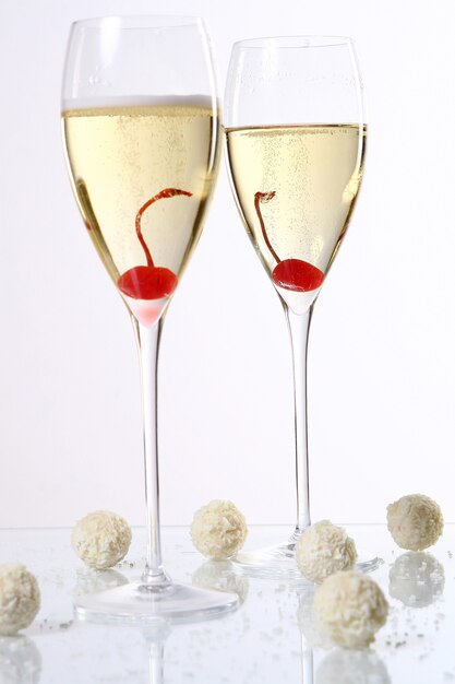 Two glasses with champagne