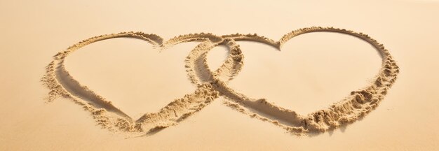 Free photo two hearts on a beach ai generated