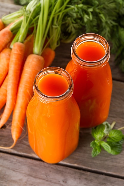 Two natural carrot smoothies